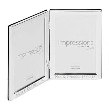 Personalised 5" X 7" Silver Plated Hinged Double Photo Frame - Engraved With Your Custom Text