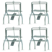 (Pack of 4) Mole Vole Claw Scissor Traps Heavy Duty Professional Quick Traps Kill Fast Metal
