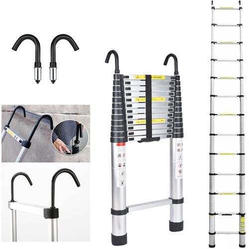 5M Heavy-Duty Portable Telescopic Aluminium Ladder - Multi-Purpose, Extendable, Lightweight & Compact 1