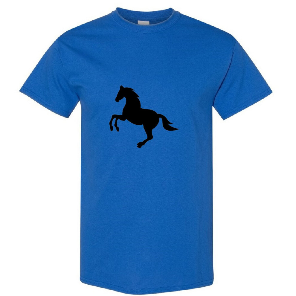 (Royal, S) Cool Classic Vintage Running Wild Black Horse Mustang Pony Men T Shirt Tee Top