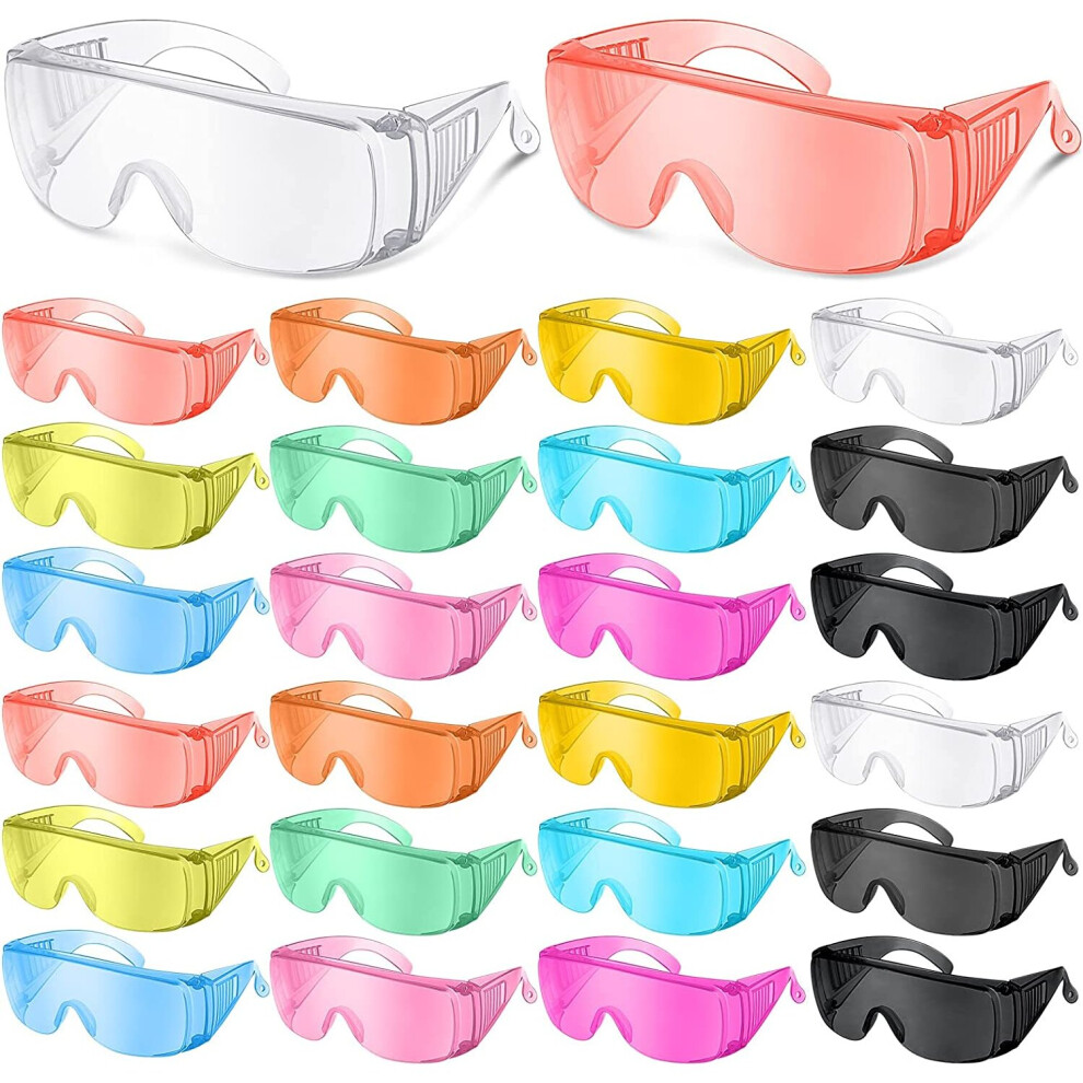 24 Pairs Safety Goggles Clear Anti Scratch Glasses Eye Shields With Colorful Frames Anti Fog Eyeglasses Goggles Bulk 715279388871
