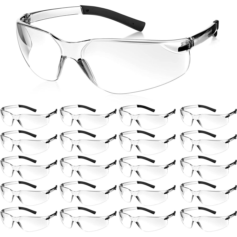 20 Pcs Safety Glasses Uv Scratch Resistant Eyewear Polycarbonate Goggles Clear Protective Eyewear 715279388901