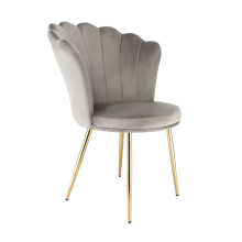 Genesis Mini Flora Accent Chair with Petal Back Scallop Armchair in Velvet - Grey
