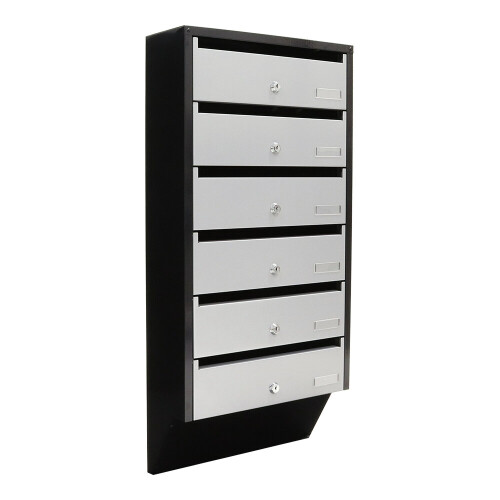 Rottner Apartment Mailbox Depot 6 Silver / Black Cylinder Lock