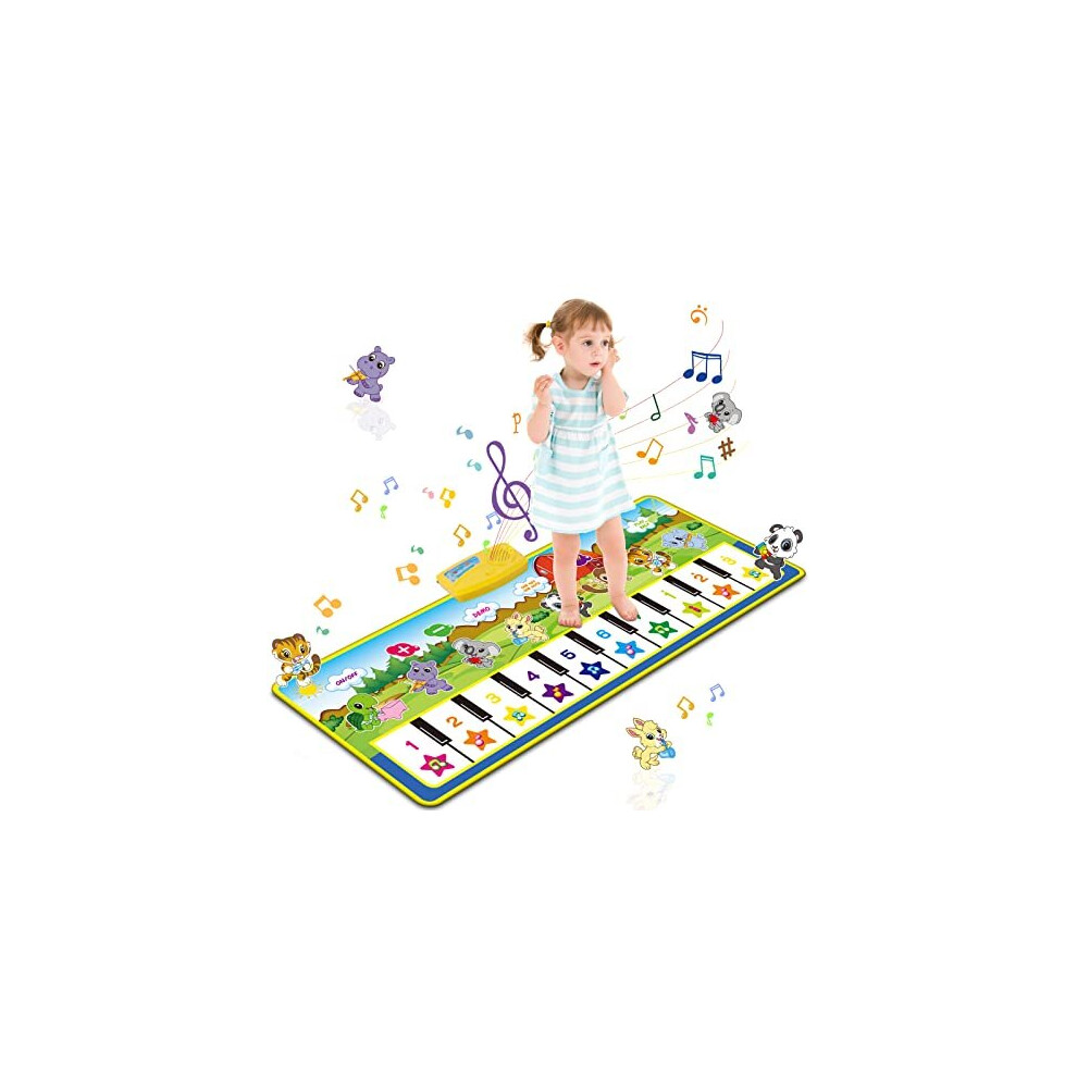 m zimoon Kids Piano Mat, Piano Music Mat Dance Mats Touch Play Mats Floor Keyboard Musical Carpet Mat Gift Toys for 2 3 4 5 6 Years Old Kids Boys