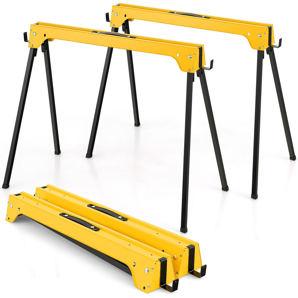 Twin Pack Folding Sawhorses Tool Stands Power Tools Convenient Handle