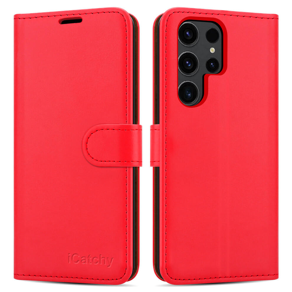 (Red) Samsung Galaxy S23 Ultra Wallet Phone Cover Red 5056298015368