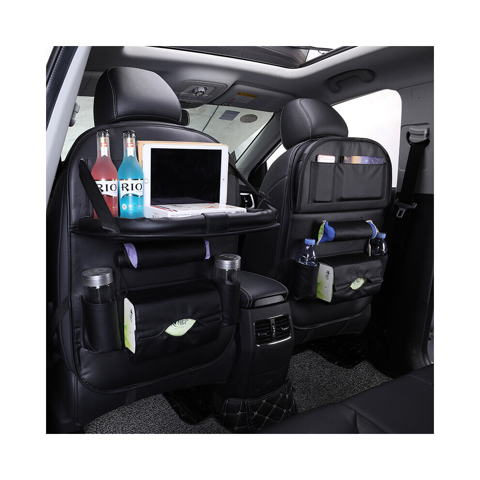 (Black) Leather Car Seat Back Pouch Car Storage Bag Black 742378824177