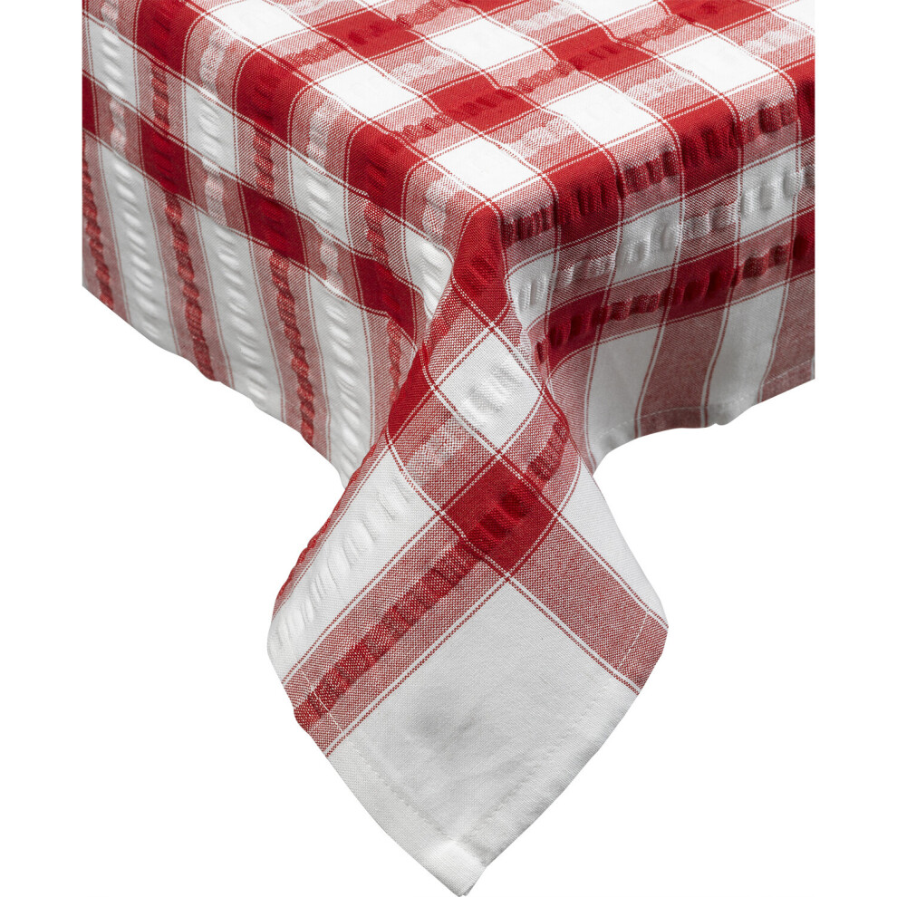 (Red, 50" x 50") Downview Seersucker Check Cotton Tablecloths