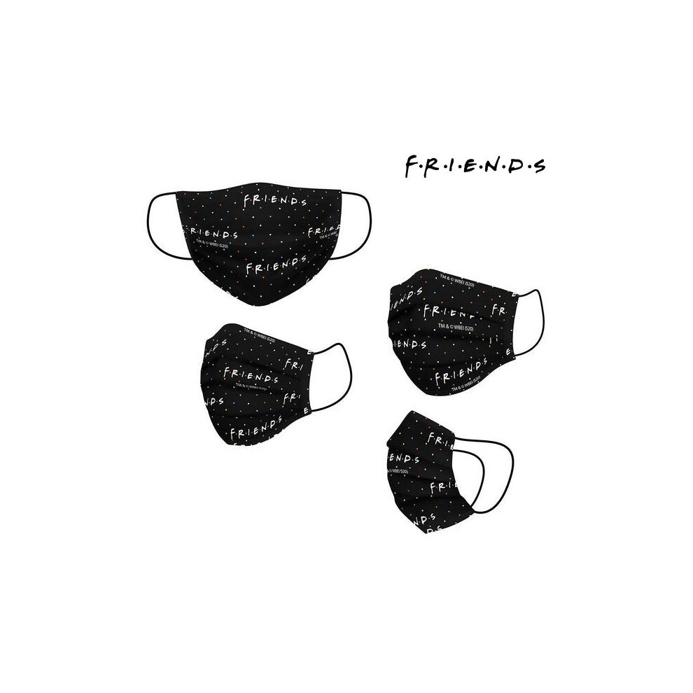 Hygienic Reusable Fabric Mask Friends Adult Black