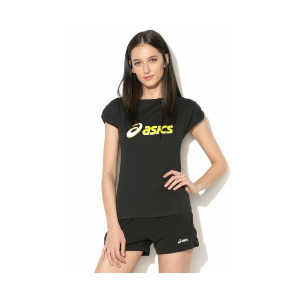 Asics Women's Training T-Shirt (Size XS) Performance Black Logo T-Shirt - New