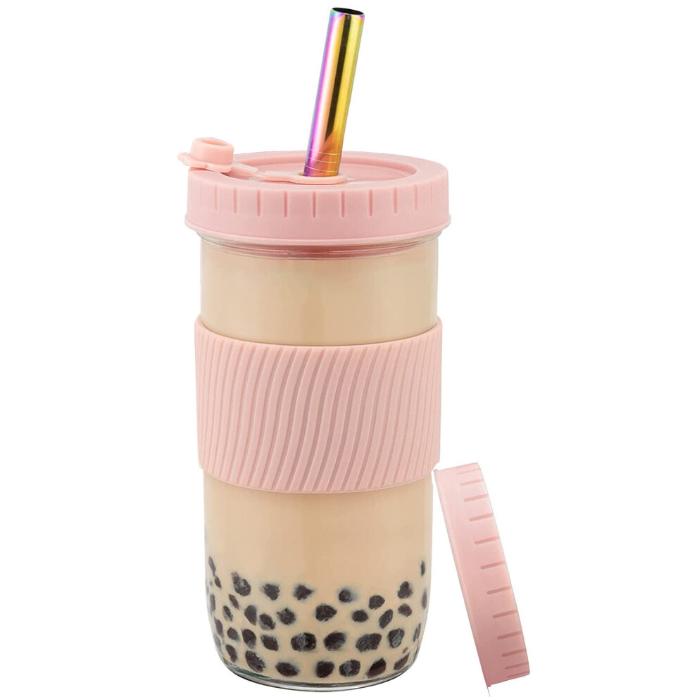 24oz Water Cup Set Wide Mouth Cold Iced 730ml Bottles Jar Coffee Pink