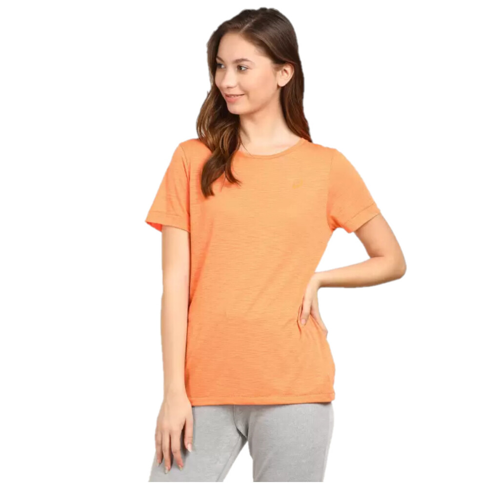 Asics Women's Training T-Shirt (Size S) Melon Short Sleeve Layering Top - New