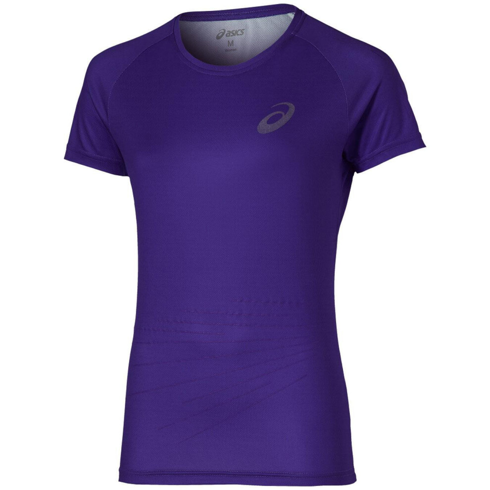 Asics Women's Running T-Shirt (Size S) Purple Berry Liteshow Graphic Top - New