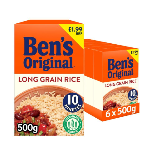 Bens Original Long Grain Rice 500g (Pack of 6) 2