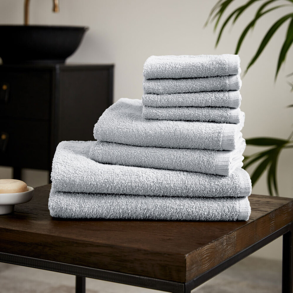 (White) Catherine Lansfield Quick Dry 100% Cotton 8 Piece Towel Bale-image-OPC-PBC88J2-NEW