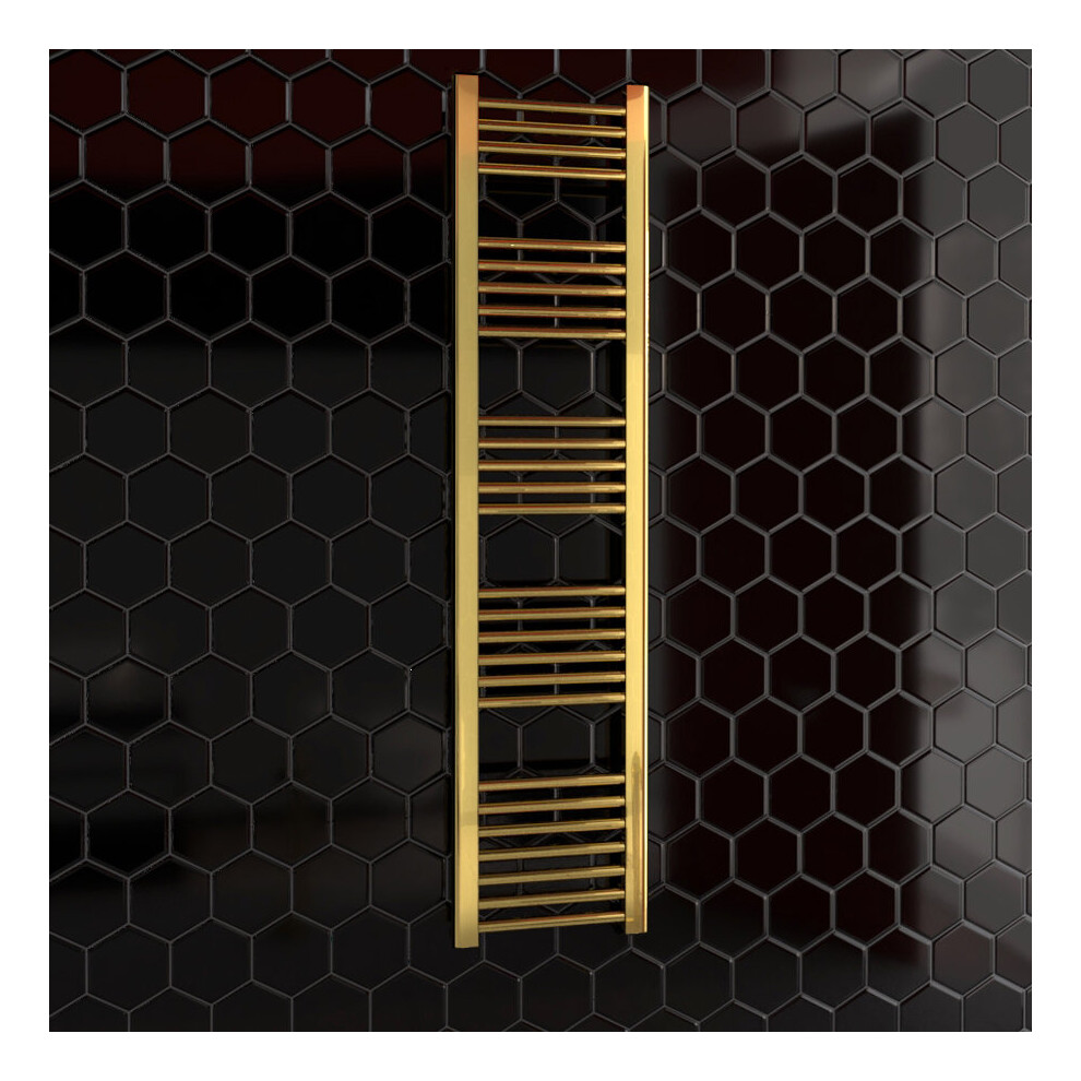 (500 X 1600 Mm (H)) 500Mm Wide Gold Heated Bathroom Towel Rail Radiator For Central Heating Uk Pre-Filled 5056616524763