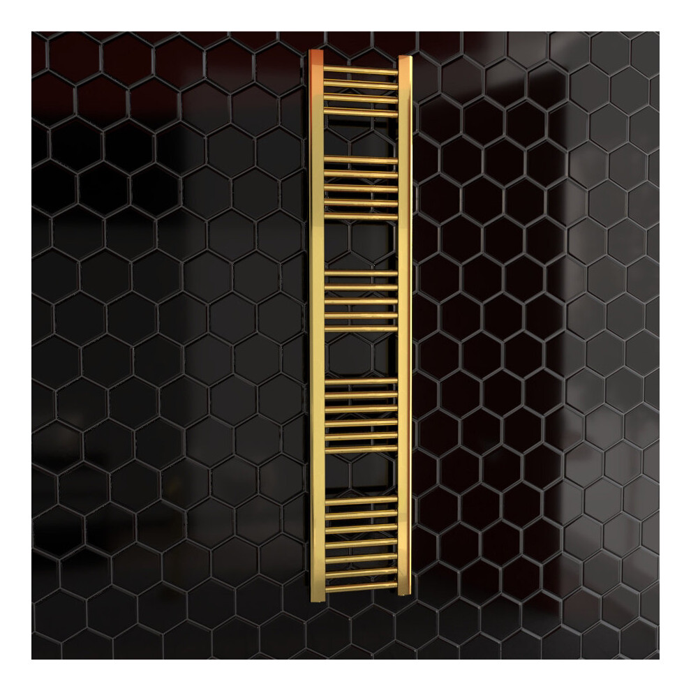 (400 X 1600 Mm (H)) 400Mm Wide Gold Heated Bathroom Towel Rail Radiator For Central Heating Uk Pre-Filled 5056616524725