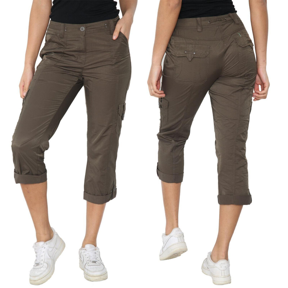 True Face (Uk 48) Ladies Trouser Women Cargo Combat Bottoms Pants Brown