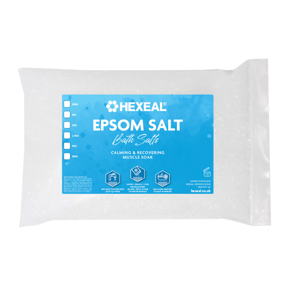 Hexeal EPSOM SALT | 1kg Bag | Food Grade | Magnesium Sulphate