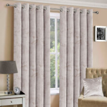 (46" x 54" (116cm x 137cm), Beige) Luxury Velvet Curtains Ready Made Eyelet Ring Top