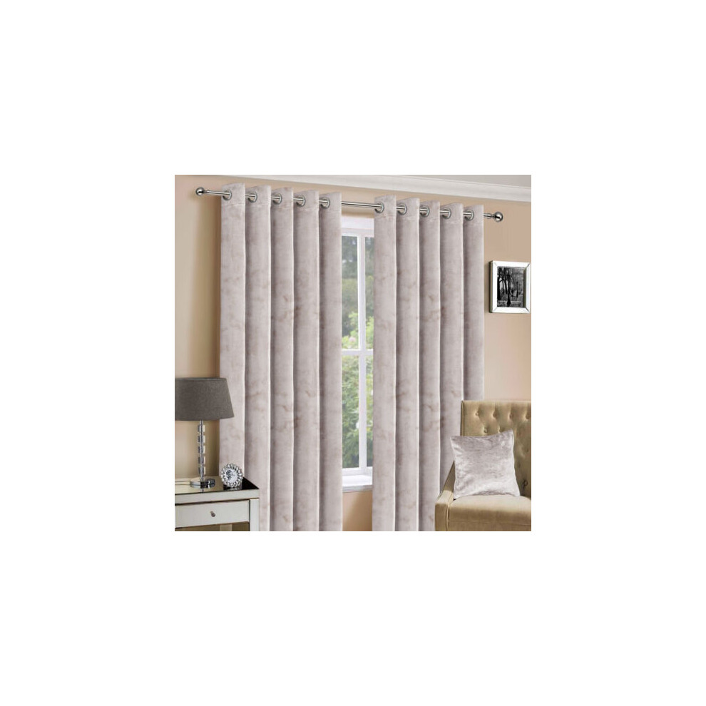Supreme Bedding Ltd (46" X 54" (116Cm X 137Cm), Beige) Luxury Velvet Curtains Ready Made Eyelet Ring Top Cream