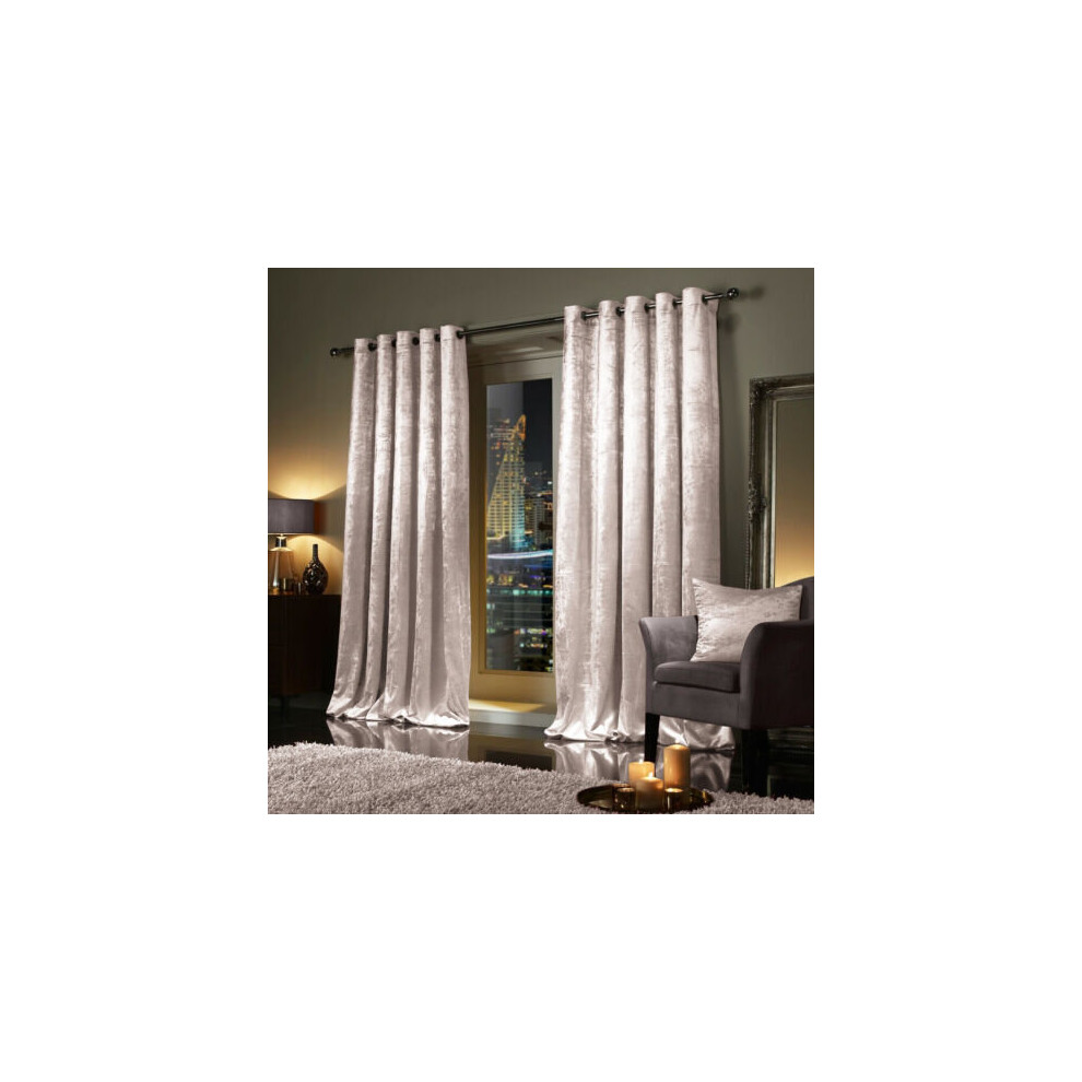 Supreme Bedding Ltd (90" X 90" (228Cm X 228Cm), Beige) Luxury Velvet Curtains Ready Made Eyelet Ring Top Cream