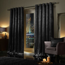 (66" x 72" (168cm x 183cm), Black) Luxury Velvet Curtains Ready Made Eyelet Ring Top