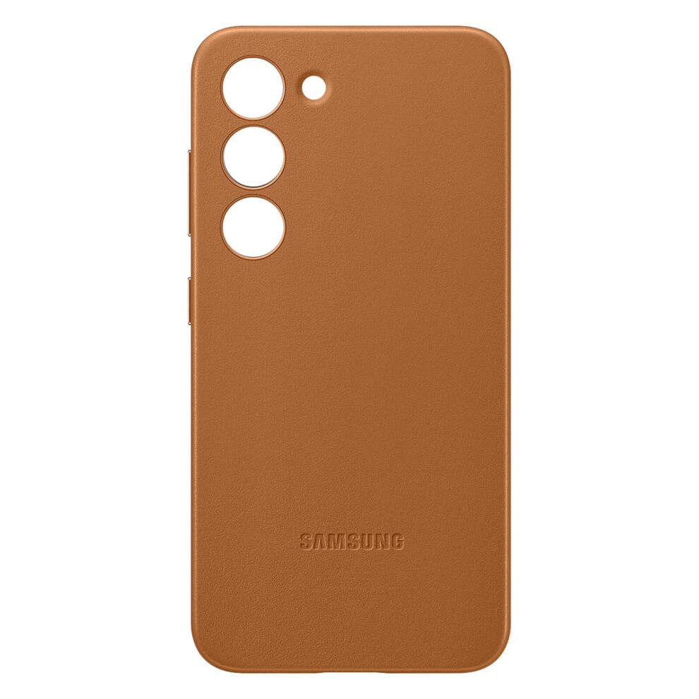Leather Case for Samsung Galaxy S23 Original Samsung Leather Cover Series Tan