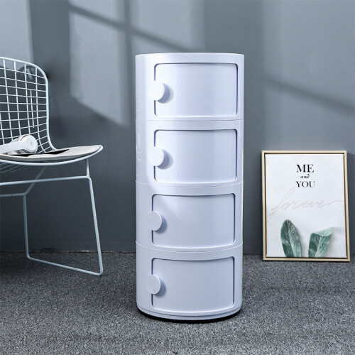 Living And Home (White) 4-Tier Round Drawer Storage Unit Organizer