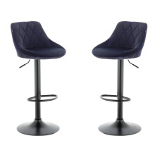 Set of 2 Black VALENCIA Velvet Bar Stools, swivel & height adjustable