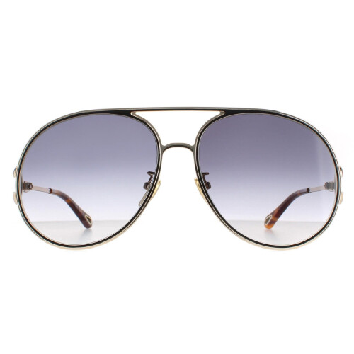 Chloe Chloe Sunglasses CH0145S 001 Gold Black Grey Gradient
