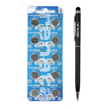 10x Renata Watch Battery Swiss Made Silver Oxide Renata Batteries 390 SR1130SW + Black Stylus Touch Pen [Bundle Deal]