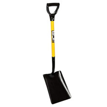 JCB - Professional Solid Forged Shovel - No 2 Square Mouth - Site Shovel - Professional Metal Long Handle Heavy Duty Site and Gardening Tools - For
