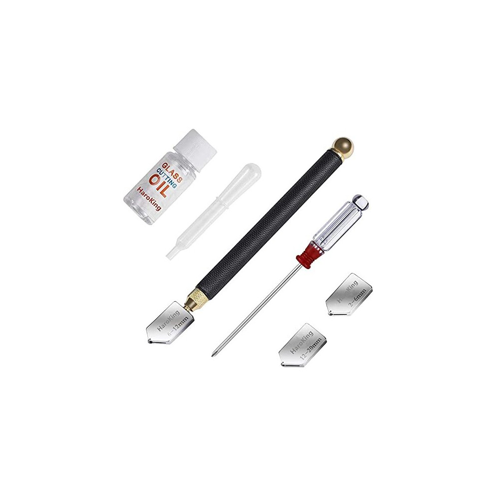Haroking Glass Cutter Kit With Cutting Oil, 2Mm-20Mm Professional Cutting Head, Carbide Tip Glass Cutter Tool For Thick Glass Mirror And Mosaic 8414802913444