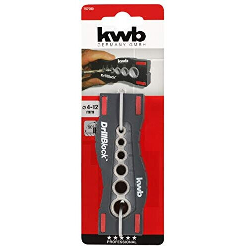 kwb Drilling aid/Drilling Ã 4-12 mm Drill Block for Rectangular u. Precise Holes on Surfaces, Round Materials and Edges incl. Grip Points 2