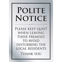 Leave Premises Quietly Polite Notice Sign Pub Bar Restaurant A4 Silver 210 x 297mm