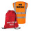 Workplace Fire Evacuation Kit - Printed Red Documents & Equipment Drawstring Fire Grab Bag with Hi Visibility Printed Marshal Vest 1