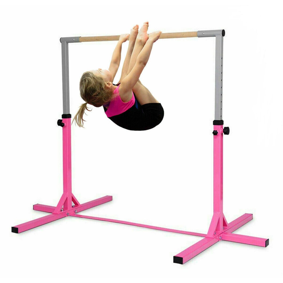 (Pink) Gymnastics Bar Adjustable Horizontal Kip High Bars