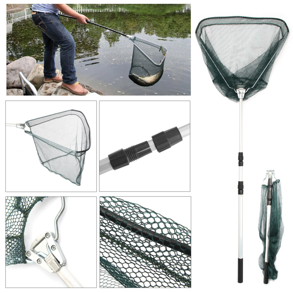 Telescopic Lightweight Folding Fishing Landing Net Extending Pole Mesh