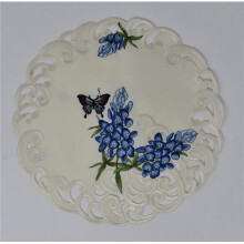 Sinobrite H9491-012 12 in. Bluebonnet & Butterfly Doily