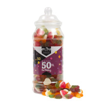 (Medium Jar 700gm) Happy 50th Birthday Sweet Gift Jar Jelly Mix