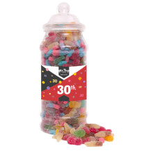 (Medium Jar 700gm) Happy 30th Birthday Sweet Gift Jar Fizzy Tangy Mix