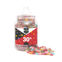 (Large Jar 1700gm) Happy 30th Birthday Sweet Gift Jar Fizzy Tangy Mix