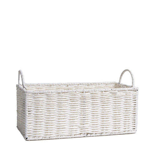 (White) AAMEN Bathroom Rope Storage Basket with Handles