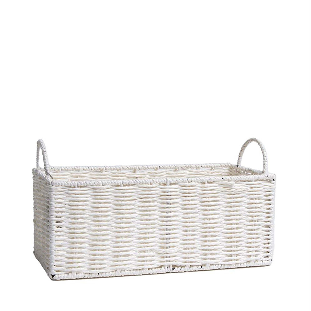 (White) AAMEN Bathroom Rope Storage Basket with Handles