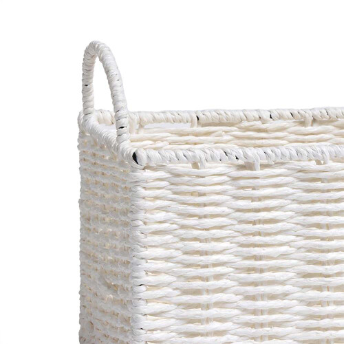 (White) AAMEN Bathroom Rope Storage Basket with Handles 1
