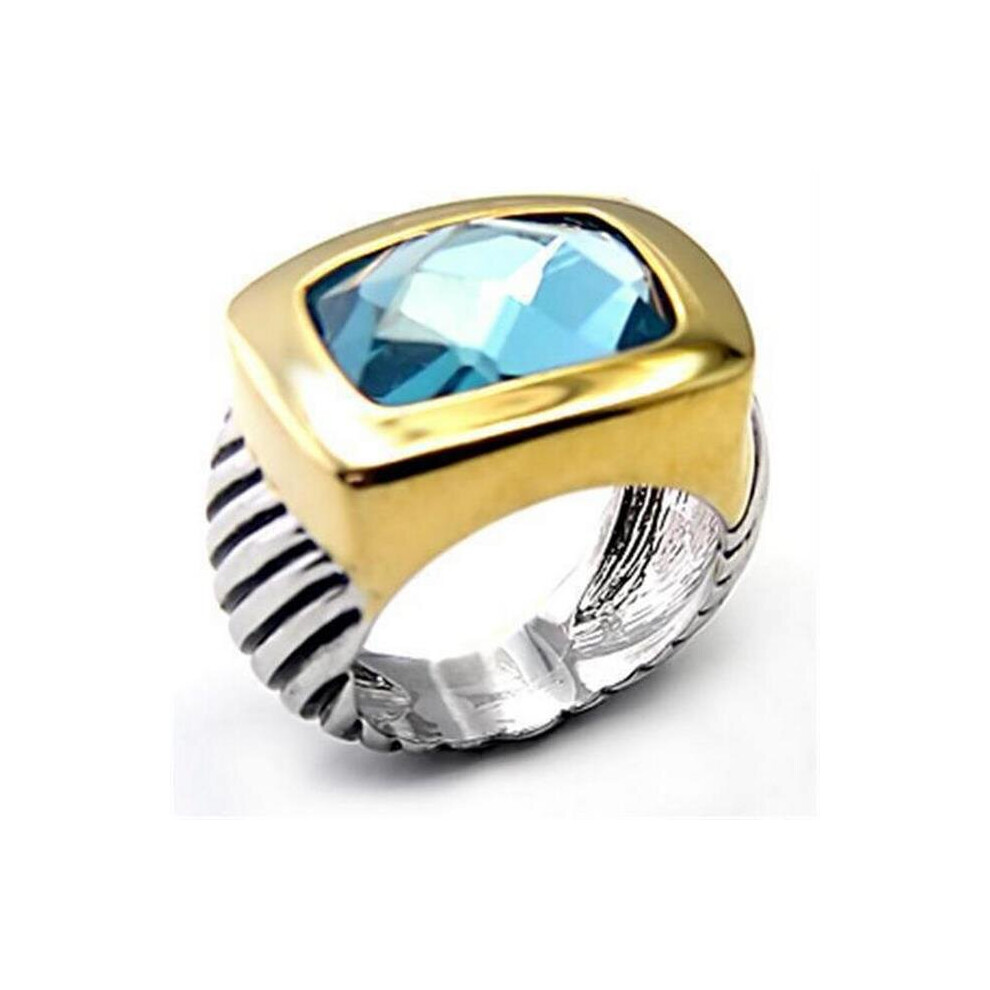 Photos - Ring Alamode 7X119-6 Reverse Two-Tone Brass  with Semi-Precious Spinel, London Blue - Size 6
