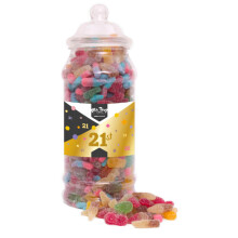 (Medium Jar 700gm) Happy 21st Birthday Sweet Gift Jar Fizzy Tangy Mix