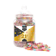 (Large Jar 1700gm) Happy 21st Birthday Sweet Gift Jar Fizzy Tangy Mix